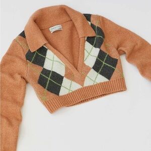 Urban Outfitters Walter Argyle Sweater Cropped